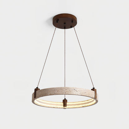 Celestial Orbit Travertine Chandelier with Adjustable Height