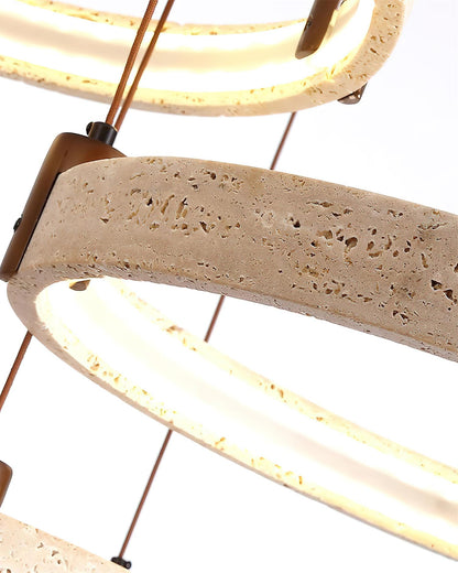Celestial Orbit Travertine Chandelier with Adjustable Height