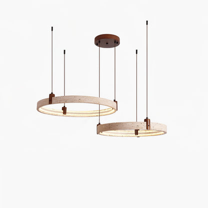 Celestial Orbit Travertine Chandelier with Adjustable Height — side view