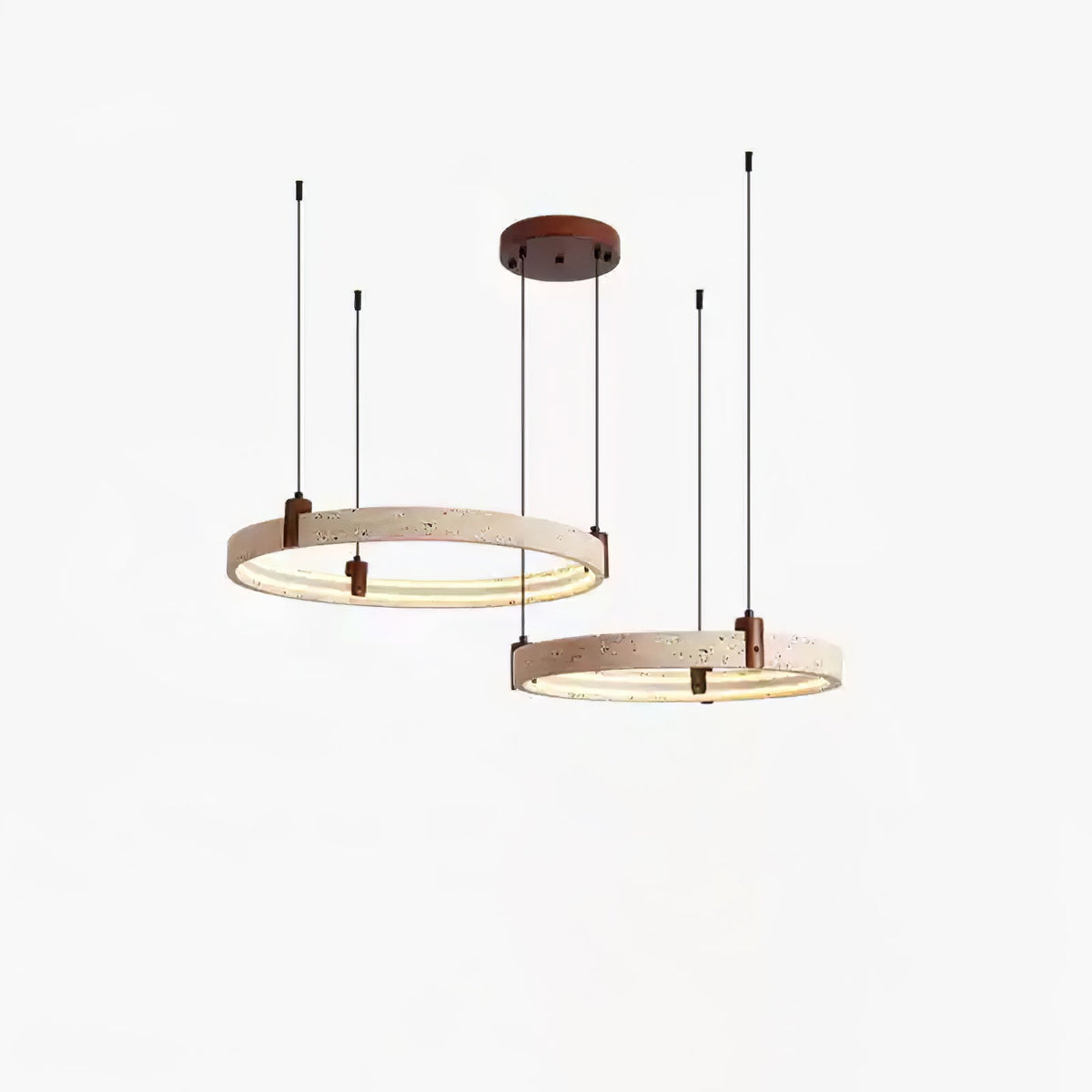 Celestial Orbit Travertine Chandelier with Adjustable Height
