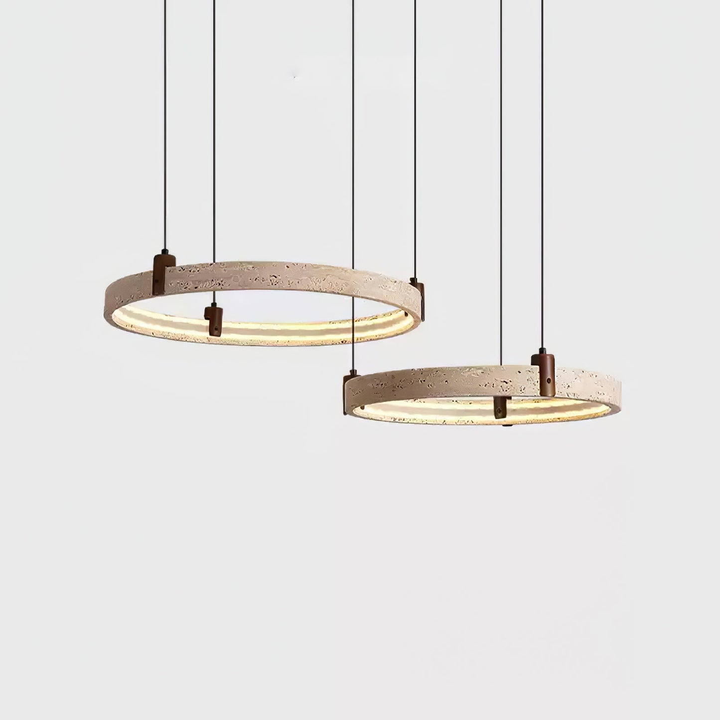 Celestial Orbit Travertine Chandelier with Adjustable Height