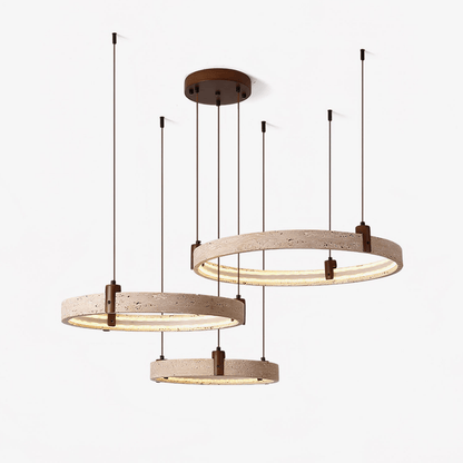 Celestial Orbit Travertine Chandelier with Adjustable Height — alternate angle