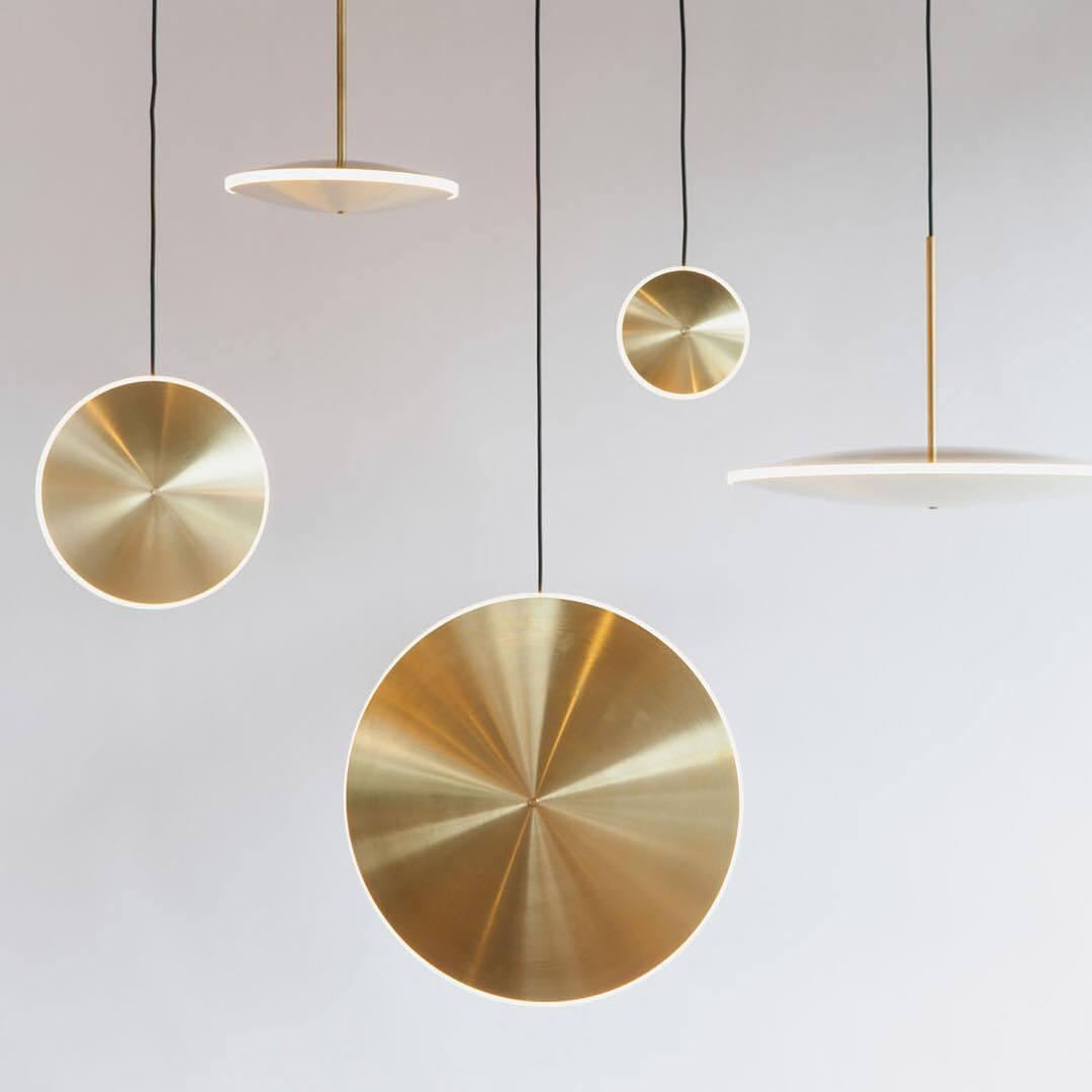Copper Dish Pendant Light with LED Compatibility — detail view