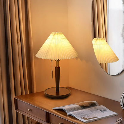 Cone Pleated Fabric Table Lamp with Adjustable Height — lifestyle view