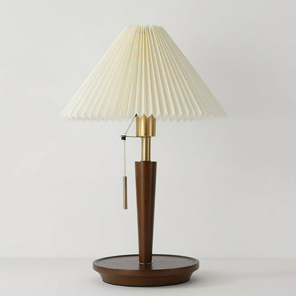 Cone Pleated Fabric Table Lamp with Adjustable Height