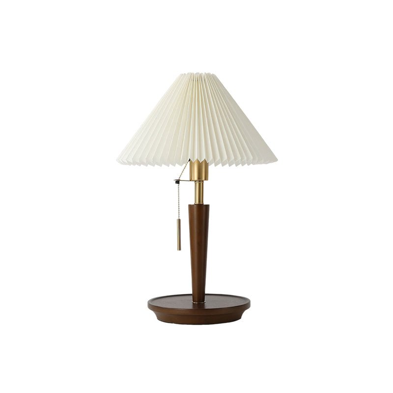 Cone Pleated Fabric Table Lamp with Adjustable Height — front view
