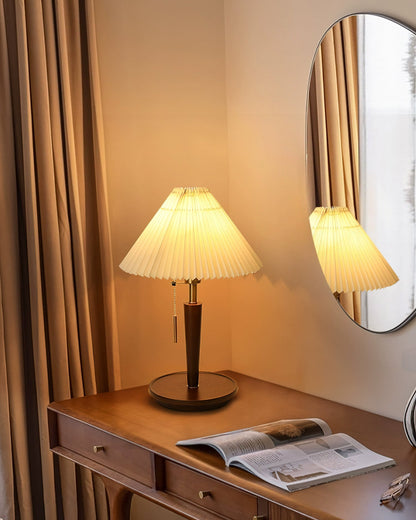 Cone Pleated Fabric Table Lamp with Adjustable Height