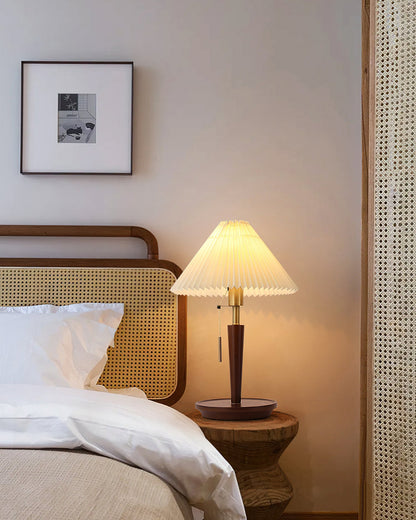 Cone Pleated Fabric Table Lamp with Adjustable Height