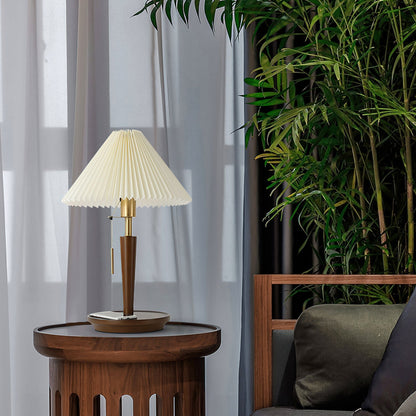Cone Pleated Fabric Table Lamp with Adjustable Height — front view