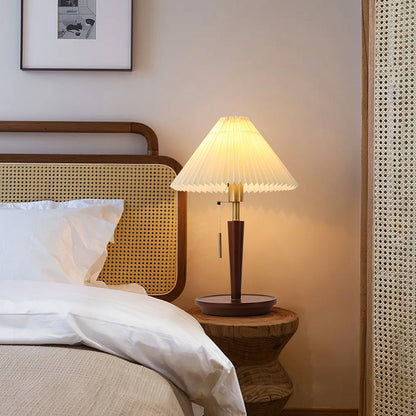 Cone Pleated Fabric Table Lamp with Adjustable Height — alternate angle