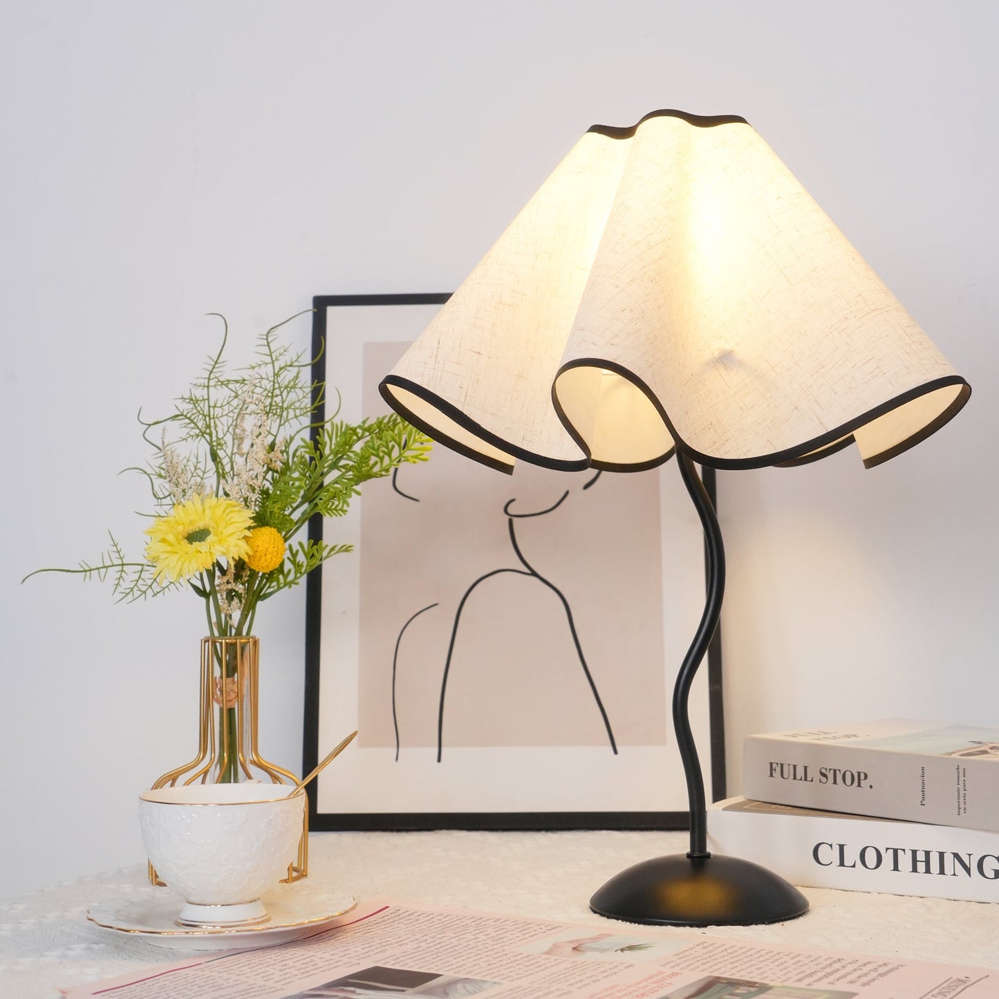 Linen Table Lamp with Adjustable Brightness — front view