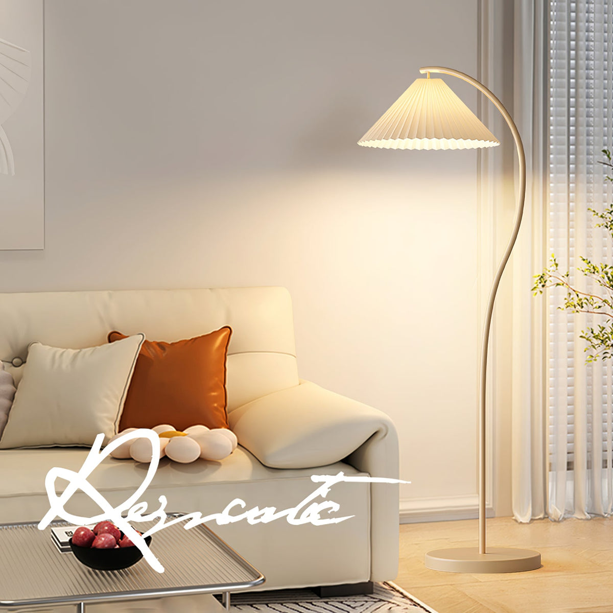 Pleated Floor Lamp with Adjustable Brightness