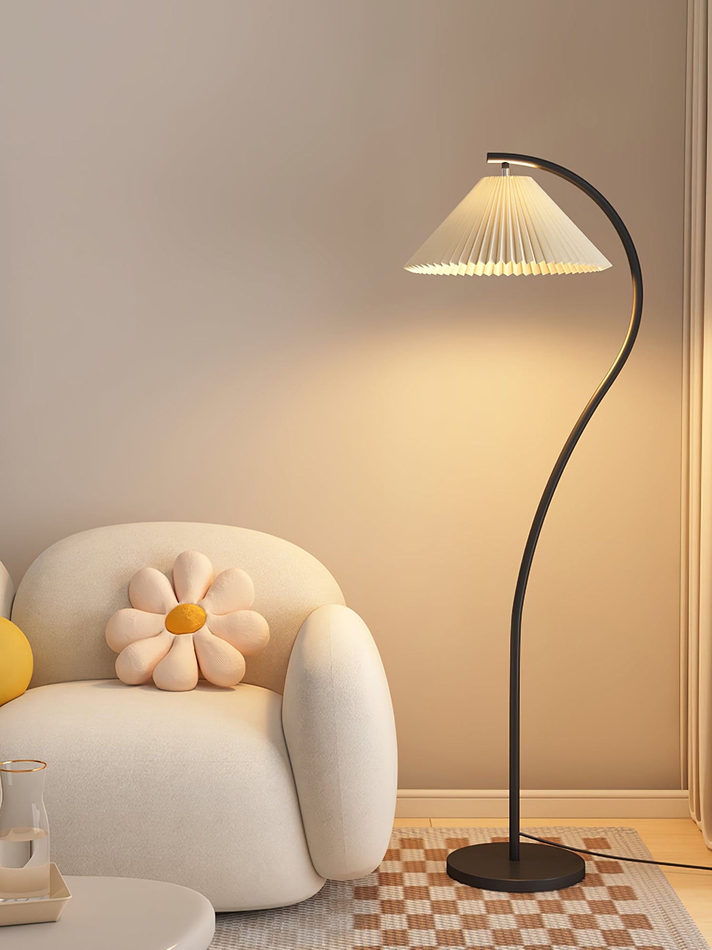 Pleated Floor Lamp with Adjustable Brightness