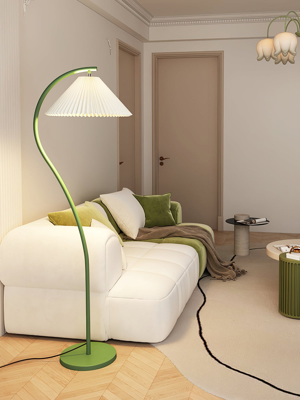 Pleated Floor Lamp with Adjustable Brightness