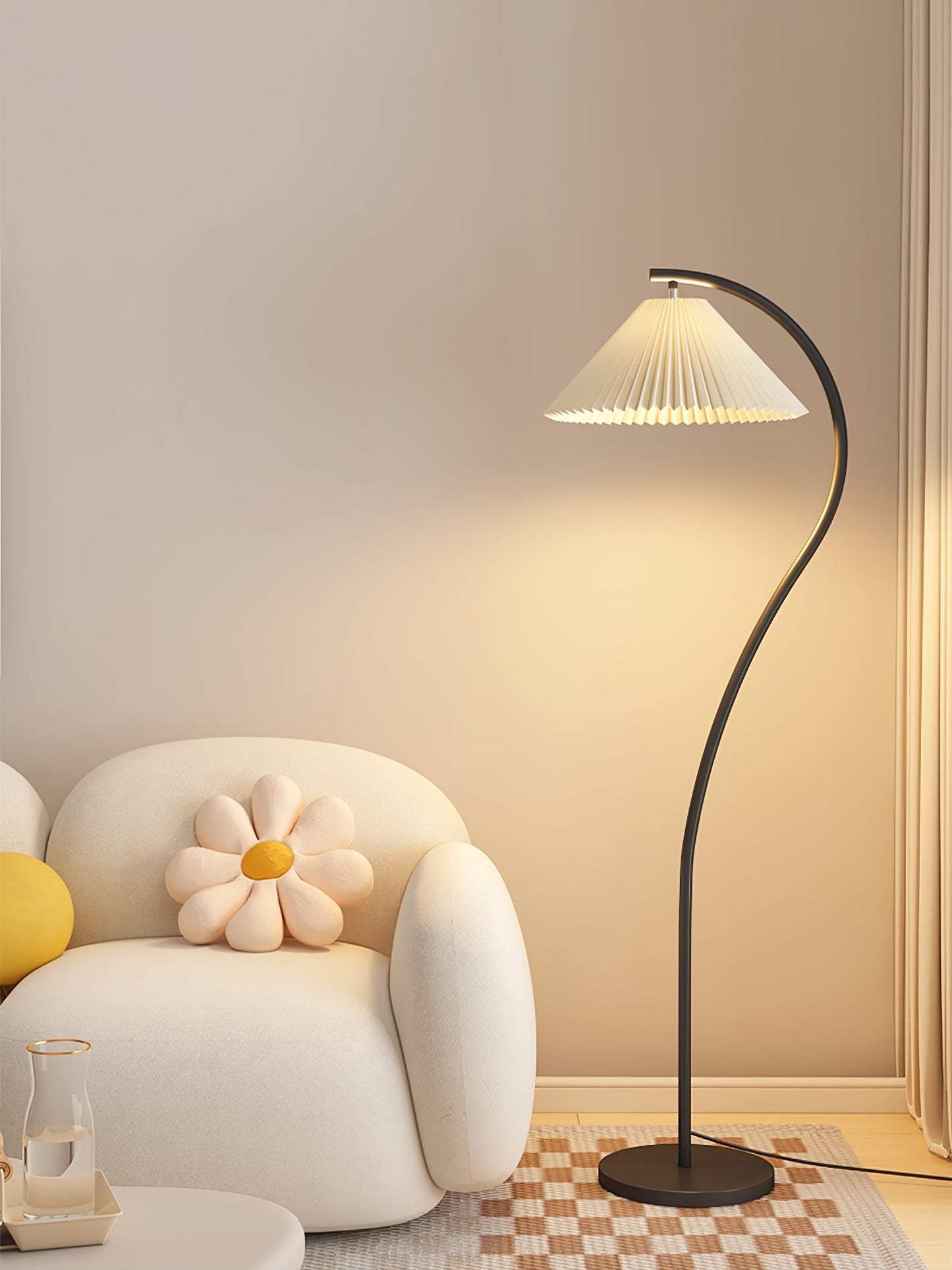 Pleated Floor Lamp with Adjustable Brightness