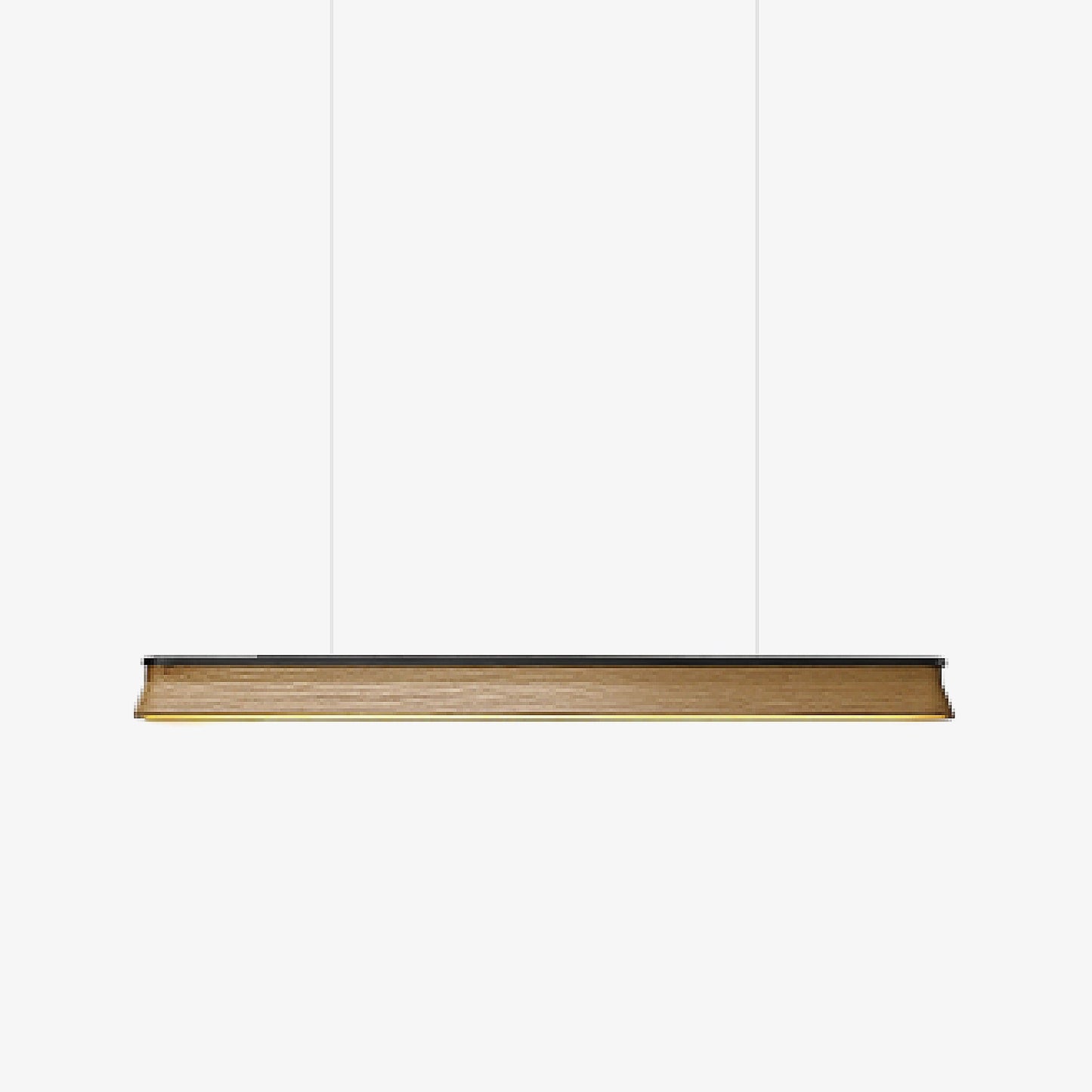 Slim Linear Wood Chandelier with Dimmable Light