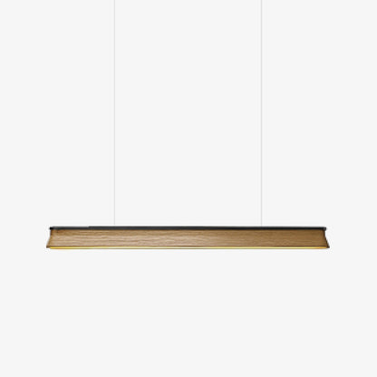 Slim Linear Wood Chandelier with Dimmable Light