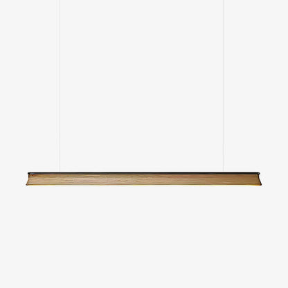Slim Linear Wood Chandelier with Dimmable Light