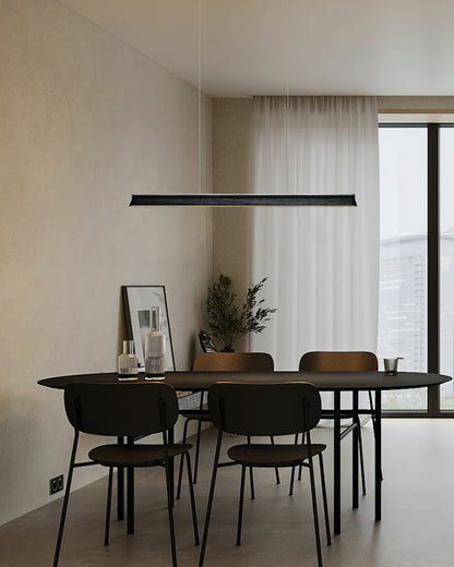 Slim Linear Wood Chandelier with Dimmable Light