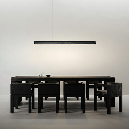 Slim Linear Wood Chandelier with Dimmable Light