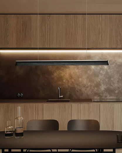 Slim Linear Wood Chandelier with Dimmable Light