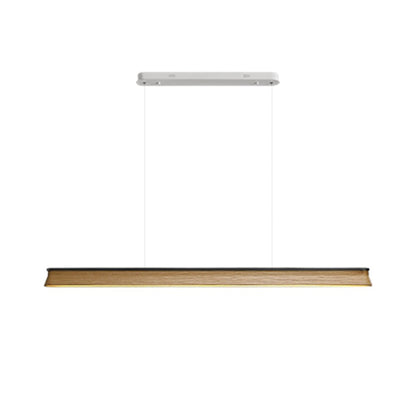 Slim Linear Wood Chandelier with Dimmable Light