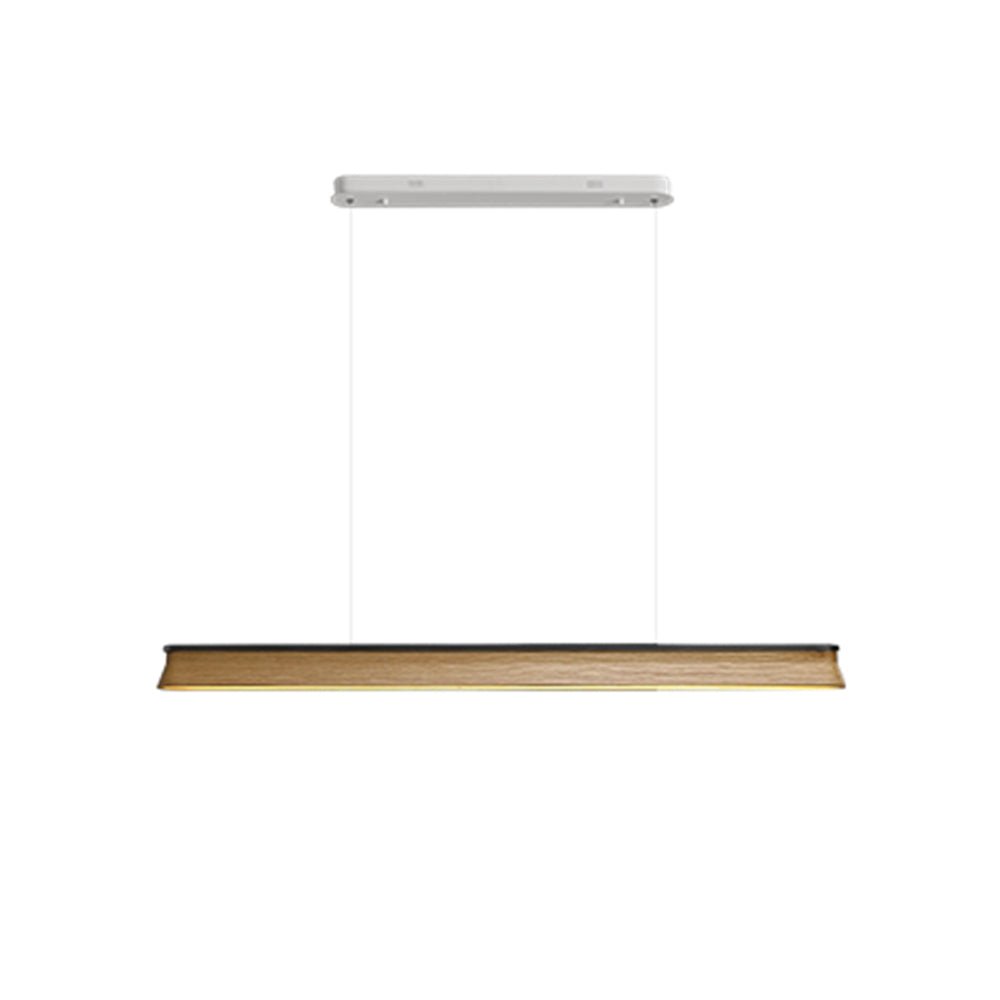 Slim Linear Wood Chandelier with Dimmable Light