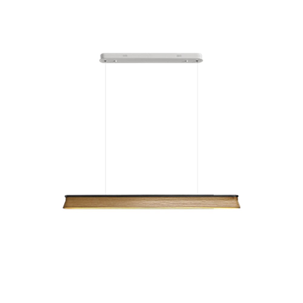 Slim Linear Wood Chandelier with Dimmable Light — alternate angle
