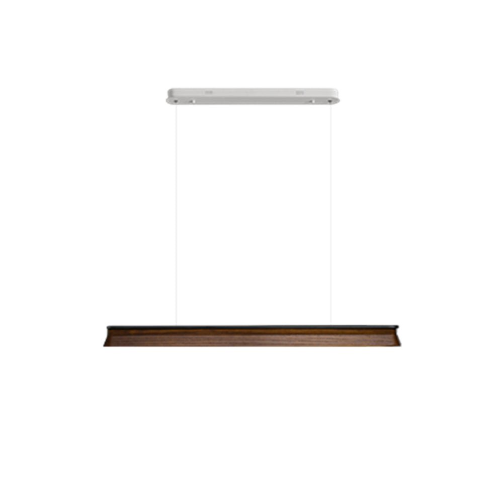 Slim Linear Wood Chandelier with Dimmable Light — lifestyle view