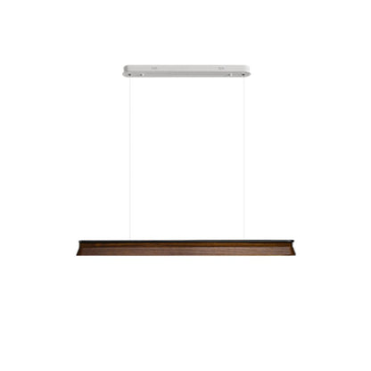 Slim Linear Wood Chandelier with Dimmable Light — lifestyle view