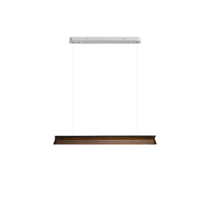 Slim Linear Wood Chandelier with Dimmable Light — side view