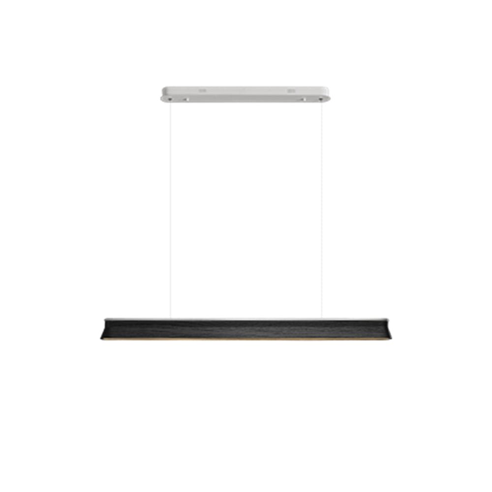 Slim Linear Wood Chandelier with Dimmable Light — front view
