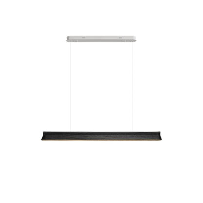 Slim Linear Wood Chandelier with Dimmable Light — front view