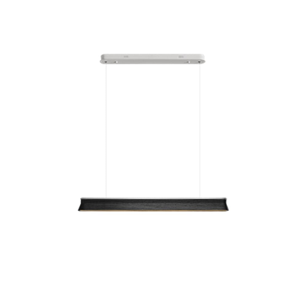 Slim Linear Wood Chandelier with Dimmable Light — detail view