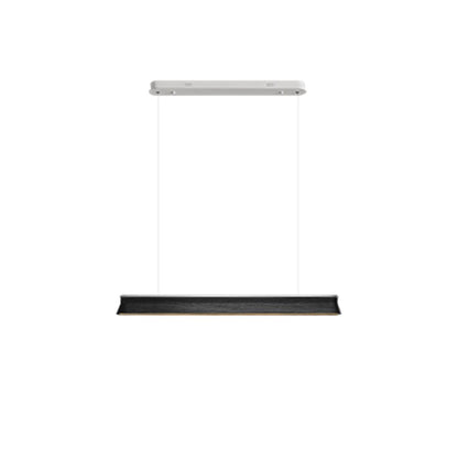 Slim Linear Wood Chandelier with Dimmable Light — detail view