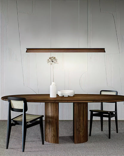 Slim Linear Wood Chandelier with Dimmable Light