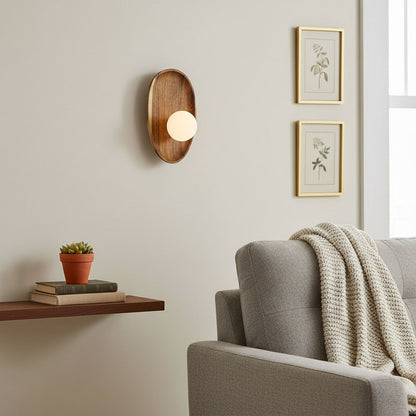 Walnut Wall Lamp with Adjustable Brightness