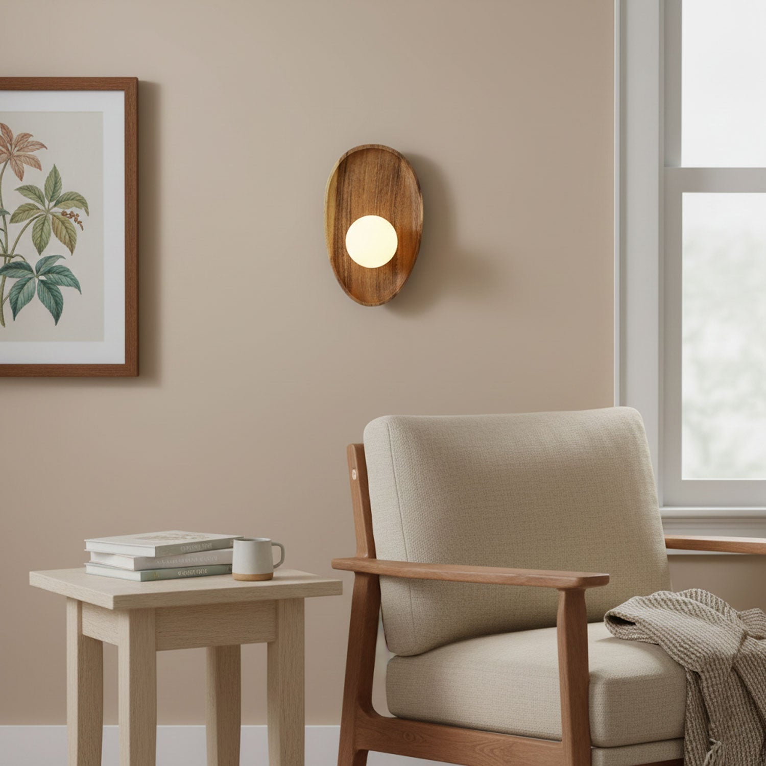 Walnut Wall Lamp with Adjustable Brightness — front view