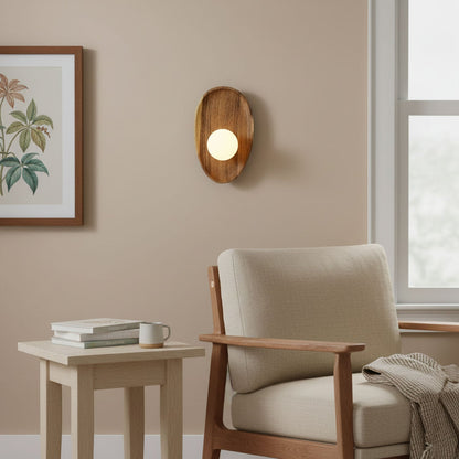 Walnut Wall Lamp with Adjustable Brightness — front view