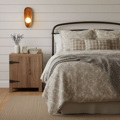 Walnut Wall Lamp with Adjustable Brightness