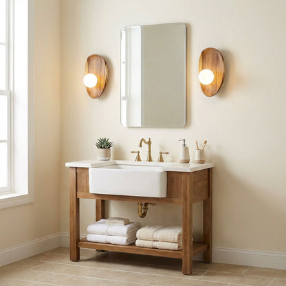 Walnut Wall Lamp with Adjustable Brightness