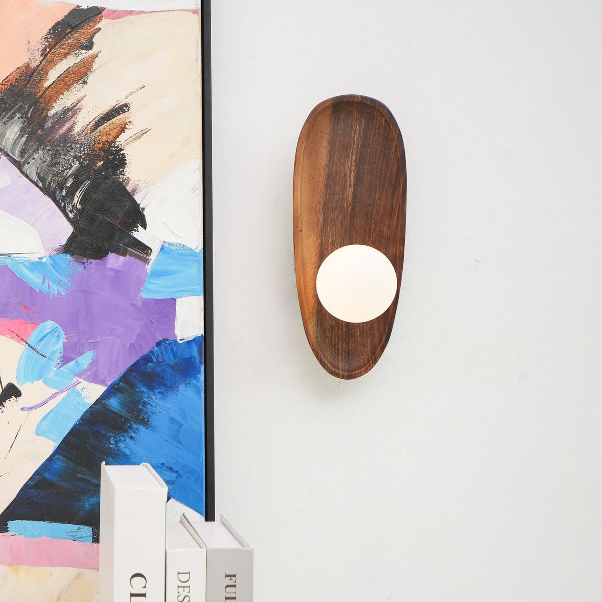 Walnut Wall Lamp with Adjustable Brightness