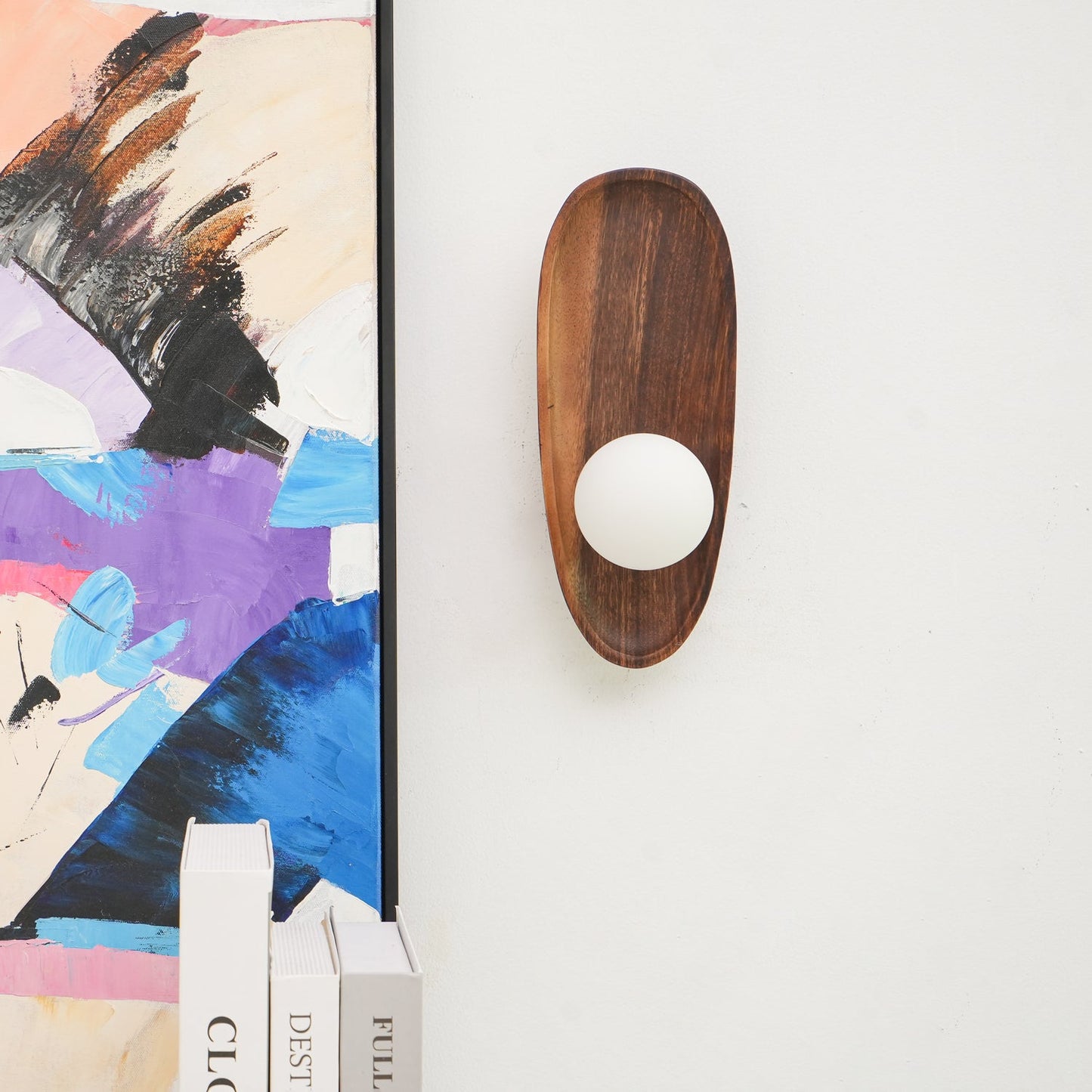 Walnut Wall Lamp with Adjustable Brightness