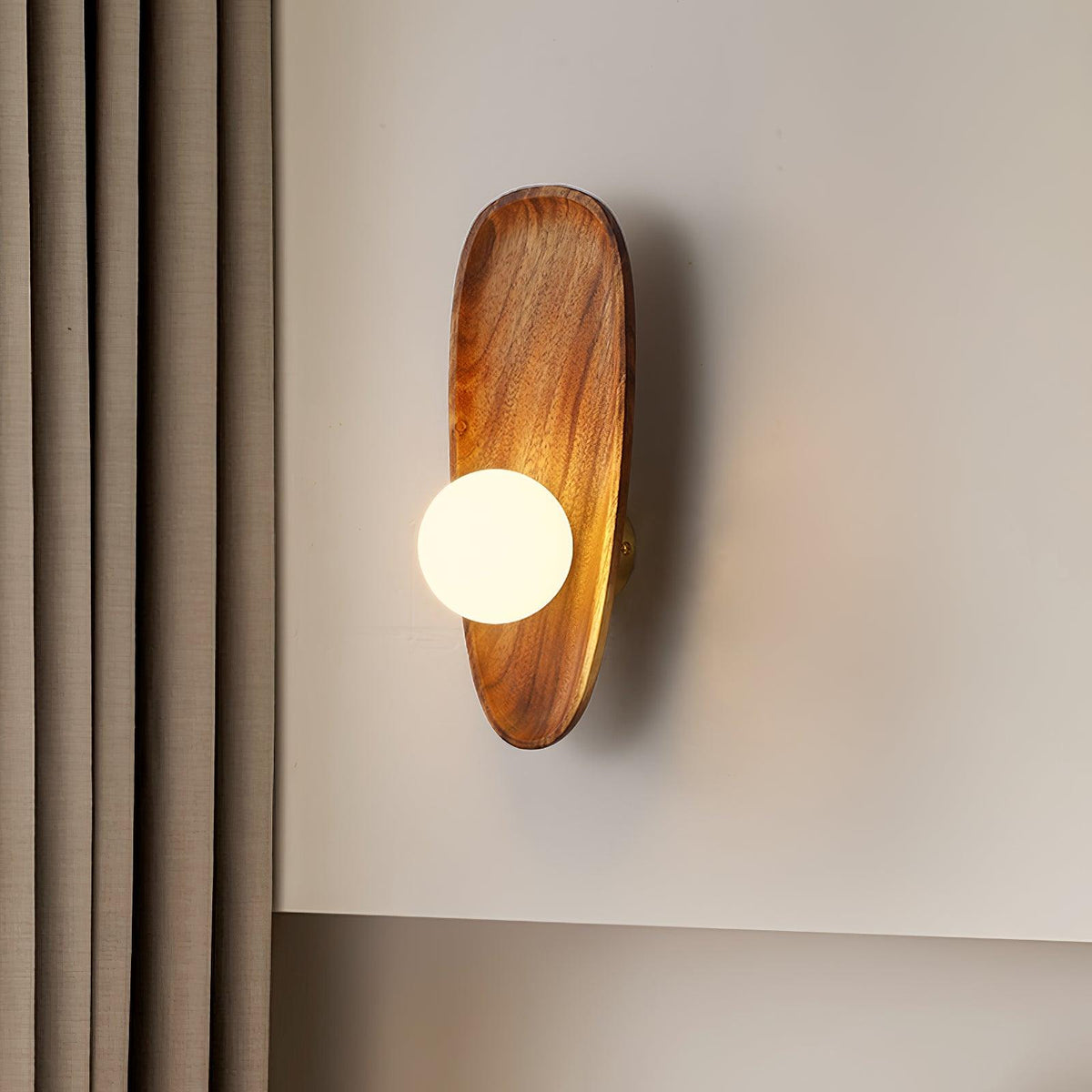 Walnut Wall Lamp with Adjustable Brightness
