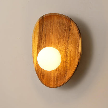 Walnut Wall Lamp with Adjustable Brightness
