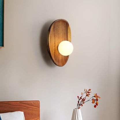 Walnut Wall Lamp with Adjustable Brightness
