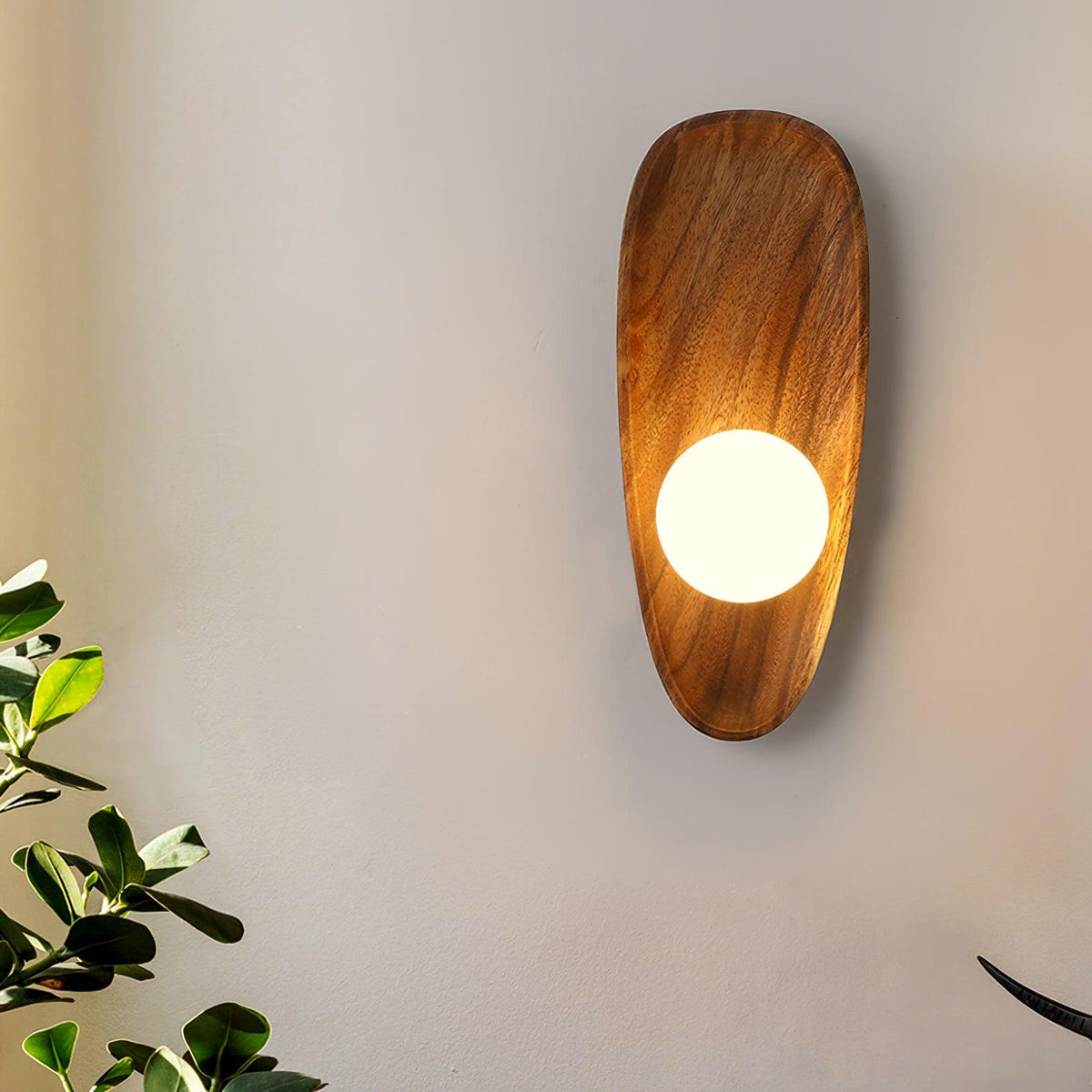 Walnut Wall Lamp with Adjustable Brightness