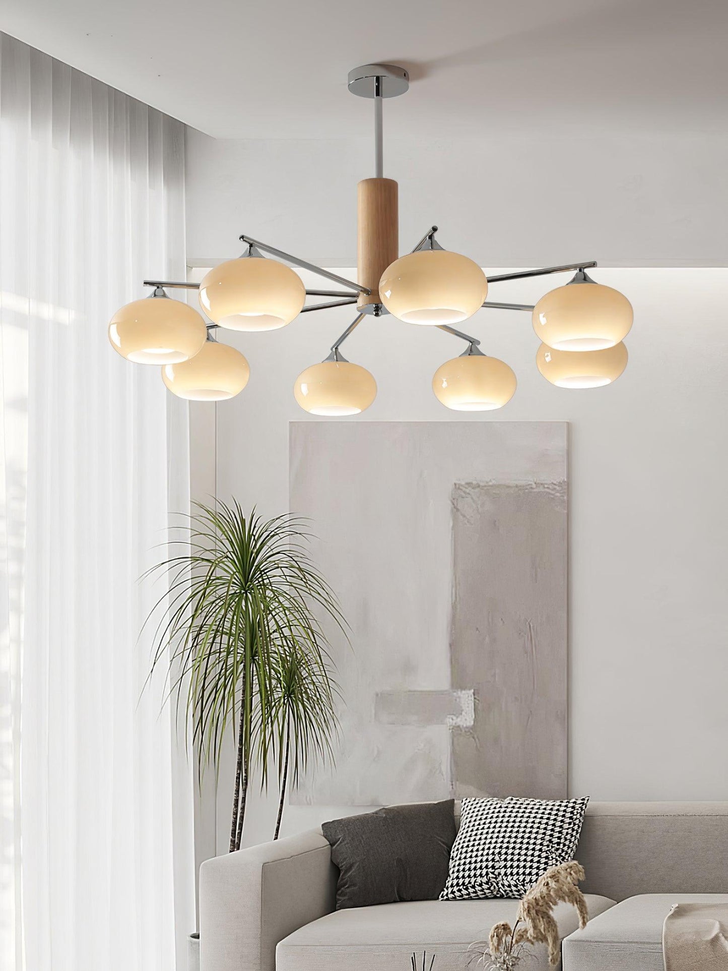 Elliptical Persimmon Chandelier with Adjustable Brightness