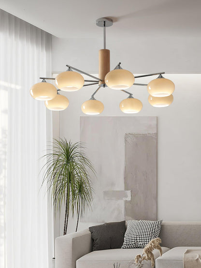 Elliptical Persimmon Chandelier with Adjustable Brightness