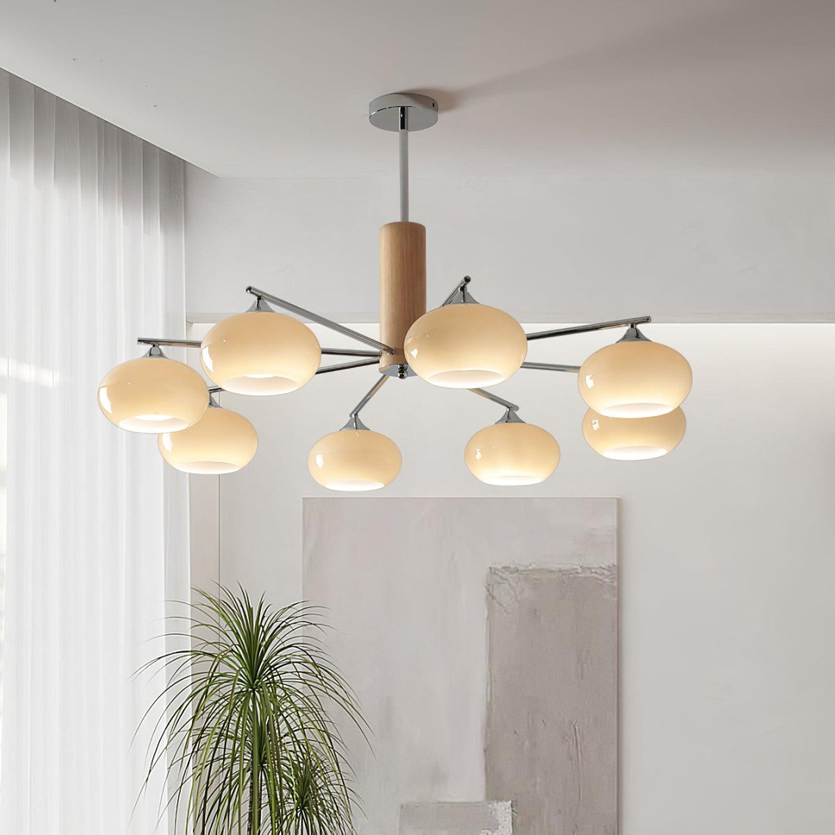 Elliptical Persimmon Chandelier with Adjustable Brightness